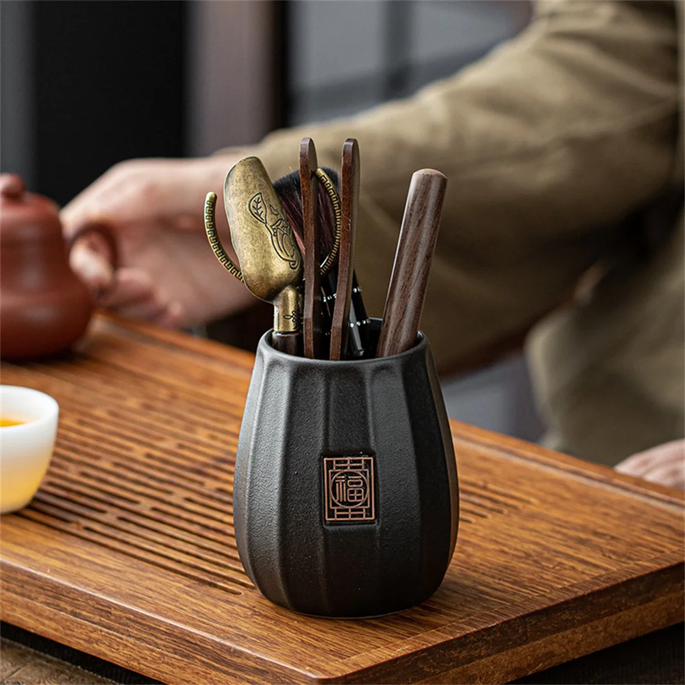 Black Sandalwood Solid Wood Tea Ceremony Six Gentlemen Suit Tea Making Tools Tea Clip Needle Spoon Tea Set Tea Art Accessories