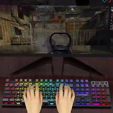 104 Keys Wired Keyboard RGB Colorful Gaming Keyboard Mechanical Feel keyboard Standard Keyboard... product image
