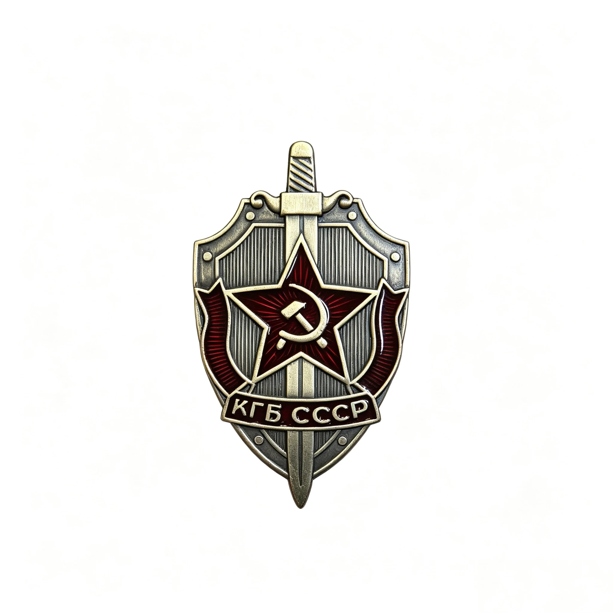Soviet KGB USSR Replica Badge 2 Styles Classic Red Star and Honorary Employee Collectible Metal Brooch Pin 