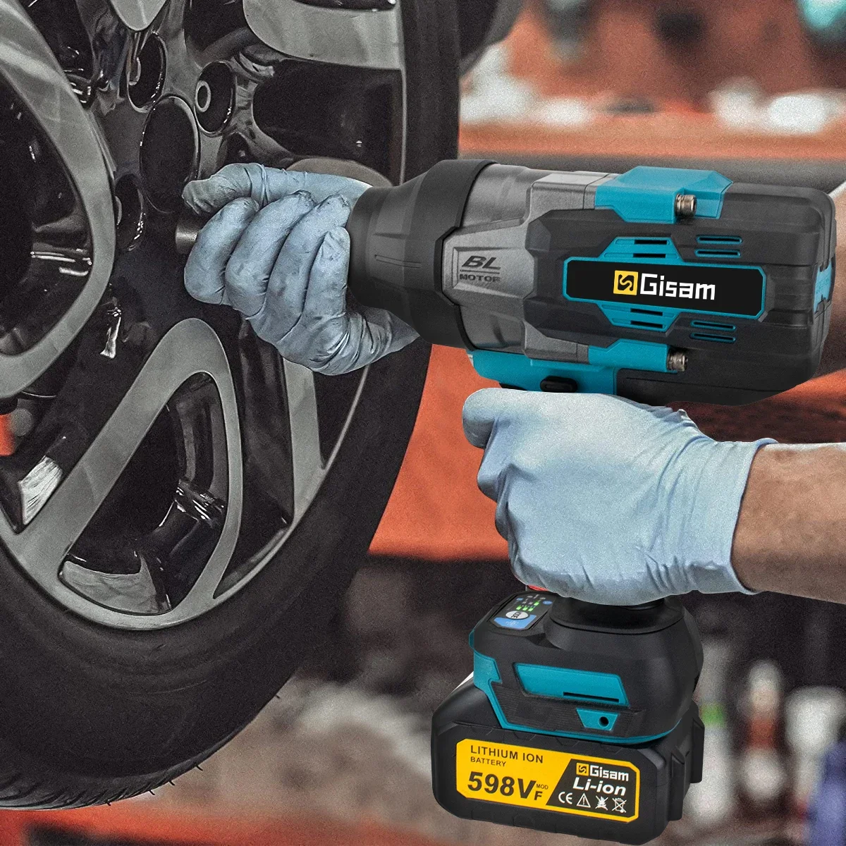 Gisam 3100N.M Torque Brushless Electric Impact Wrench 3/4 inch Cordless Electric Wrench Power Tools for Makita 18V Battery