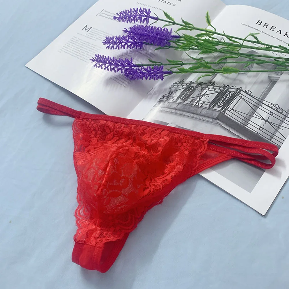 

Breathable Underwear Low Waist Thongs Breathable Sheer Briefs See Through Material Solid Color Design Elastic Waist