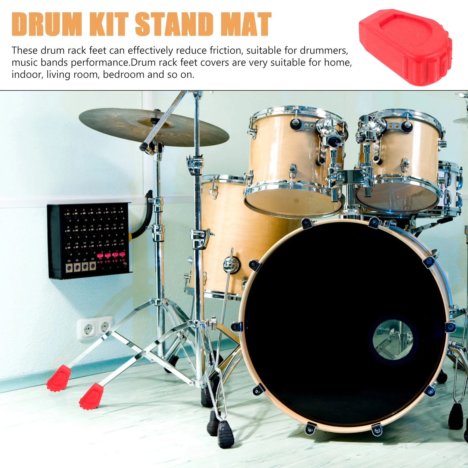 

6 Pcs Drum Rack Feet Rubber Replacement Black Red Stand Protectors Foot Pads Durable Stable Anti Slip Home Indoor Practice Drum