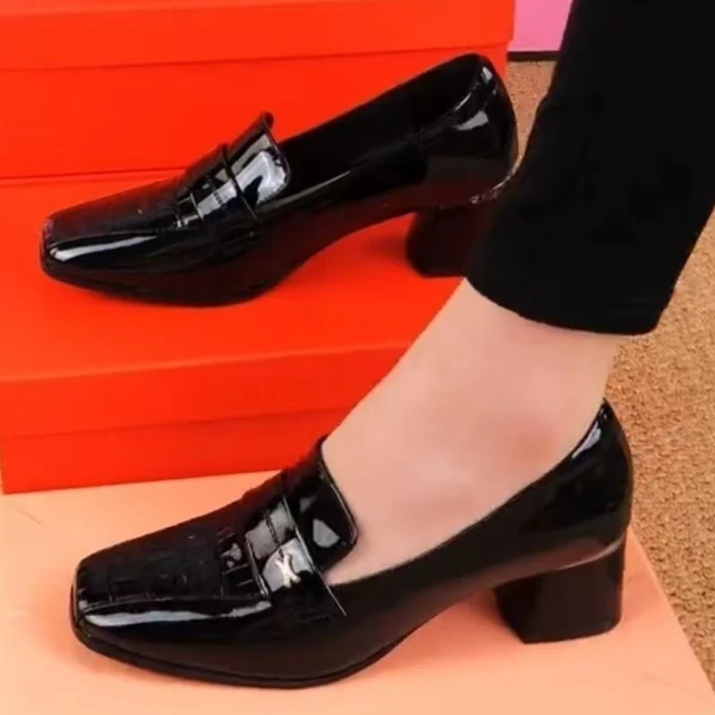 zapatillas de mujeres zapato de tacón zapatos mujer Zapatos De tacón alto con cabeza cuadrada para Mujer, calzado De trabajo De color sólido, estilo