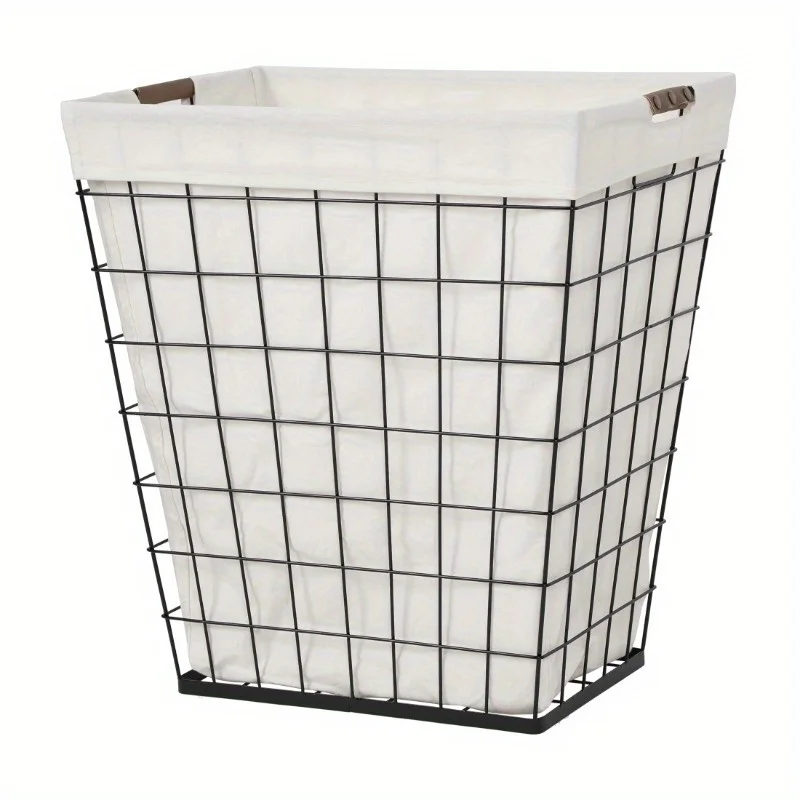 

75 Liter Adult Rectangular Wire Laundry Basket with Removable Liner, Natural