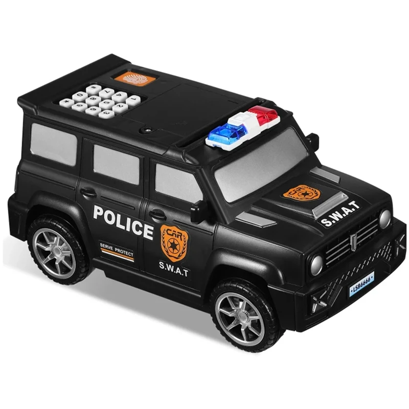 Digital Fingerprint Piggy Bank Police Car Kids Password Piggy Bank Money Box With Password For Kids Puzzle Locker