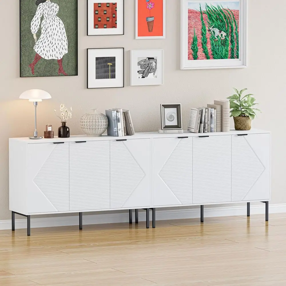 

3-Door Espresso Entryway Cabinet with Shelves, Perfect for Dining and Living Rooms, Elegant White Finish