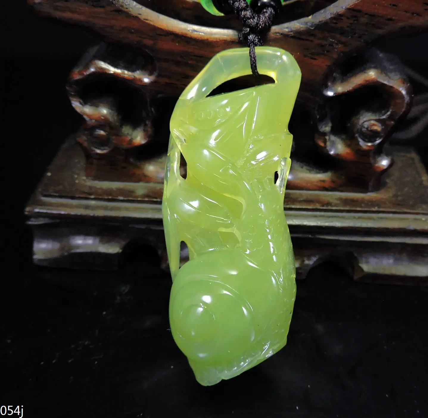 

Jade Jewelry Natural Jade Pendant Necklace Hand-Carved snail&bamboo Jadeite Necklace Pendant Gift No Treatment 054j