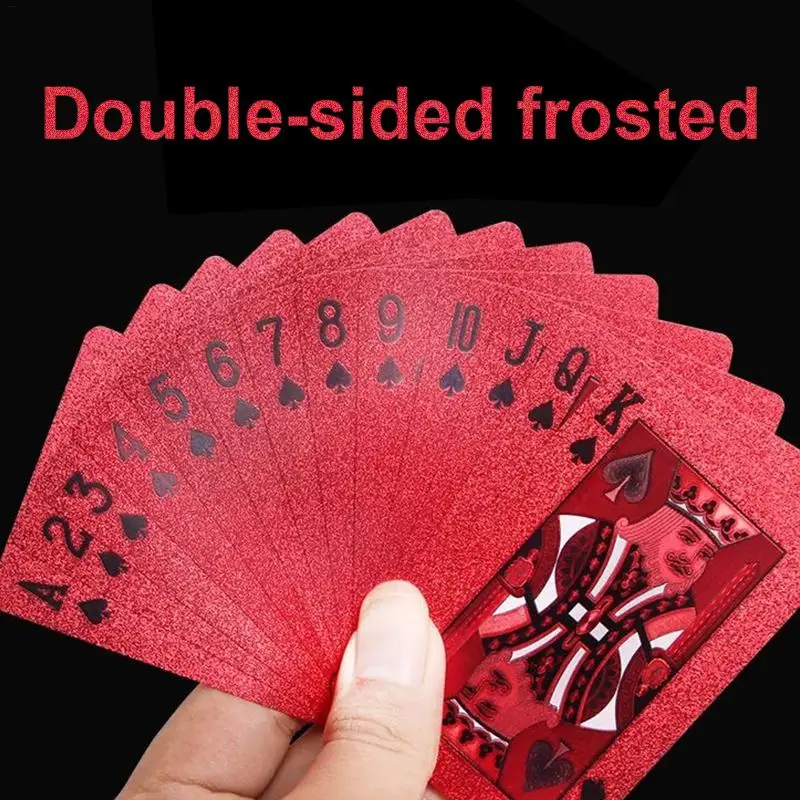 Red Plastic Playing Cards PVC Poker Waterproof Washable Parker Rustic Gold Year Of The Dragon Thick Red Playing Cards Board Game