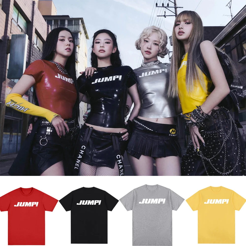 핑크 점프 티셔츠 여름 패션 남성/여성 하라주쿠 미적 레터 프린트 티셔츠 패션 하라주쿠 카와이 티셔츠 Y2K 의류