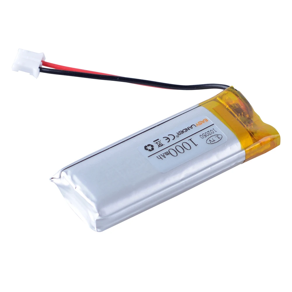 JST 2.0 2P 1000mAh 3.7V 102050   Batería recargable de polímero de iones de litio
