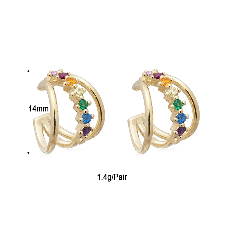 CRMYA Gold-plated Stud Clip Earrings For Women Fashion Color CZ Zircon Without Piercing Ear Cuff Earrings 2023 Jewelry Wholesale