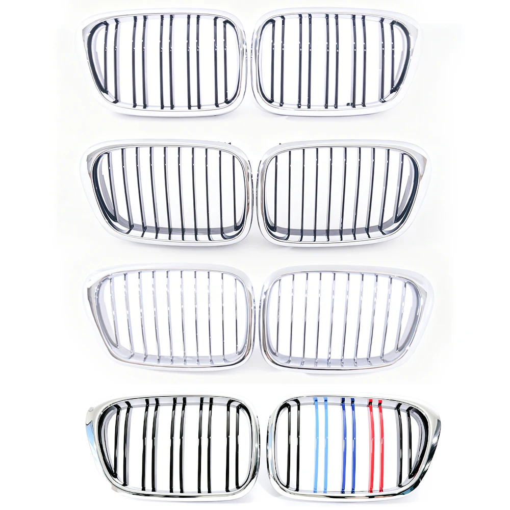 For BMW 5 Series E39 1995-2003 Single/Dual Slat Kidney Grille, Chrome/Black/M-Color Front Bumper Mod Grille 525i 528i Accessory