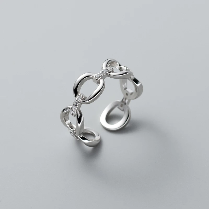 ENSHIR Geometry Chain Open Ring For Women Men Personality Simple Versatile Fashion Jewelry Gifts Wholesale