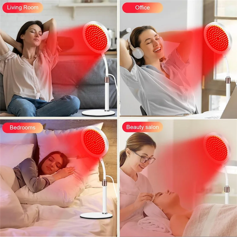 

A93E-Red Light Therapy Device With Base, 660Nm Red Light & 850Nm Near Infrared Light Therapy Lamp With Timer, Red Light Lamp