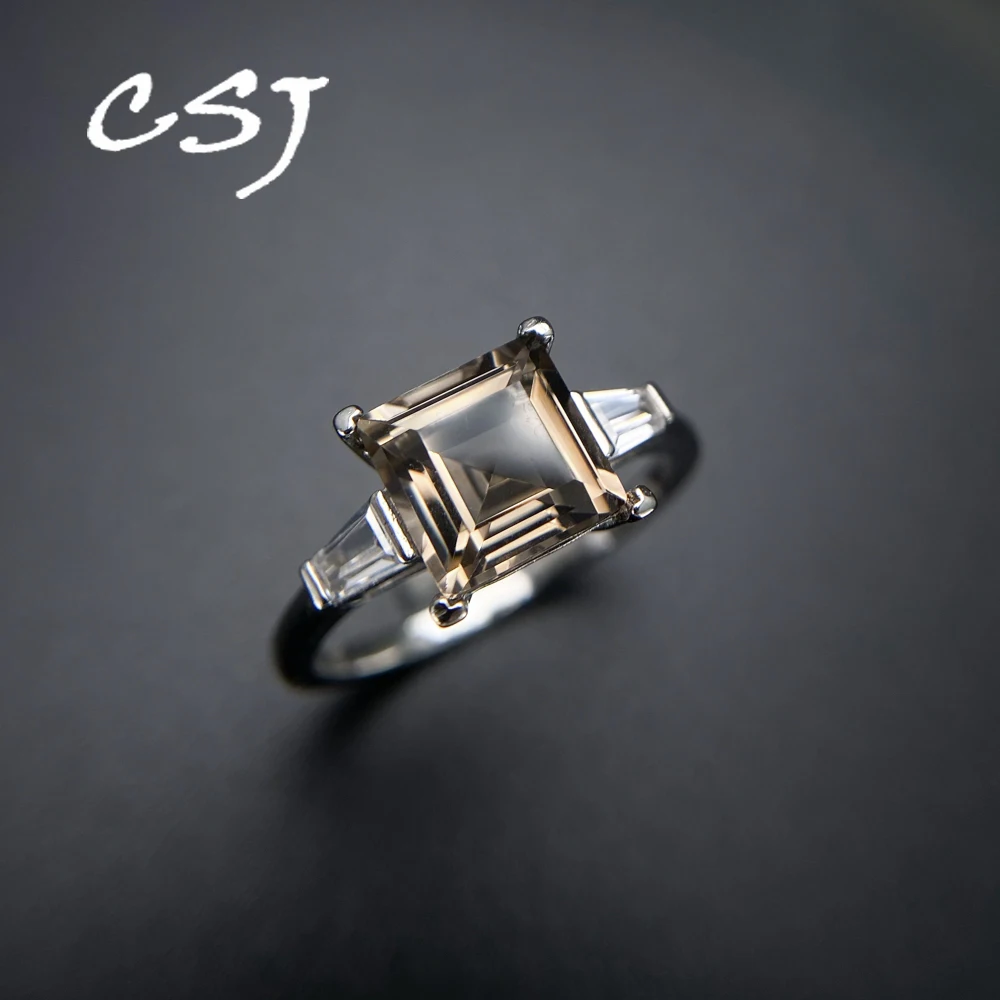 

Модные кольца из натурального дымчатого кварца, стерлинговое серебро 925 пробы, аметист, цитрин, Zultanie, 8 мм, ювелирные изделия для женщин, подарок на день рождения