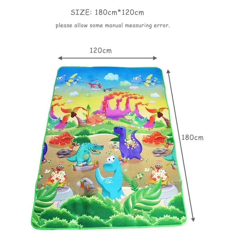 Double Sided Baby Play Mat Dinosaur Printed Toys for Children Carpet Soft Floor Kids Rugs Game Gym Activity 180*120*0.3cm