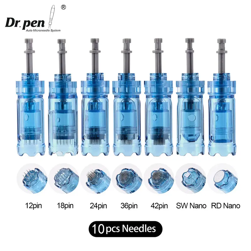 Dr Pen Ultima 10 Pcs Needle Derma Pen Cartridges For A9 M8S A8S 12/18/24/36/42 PIN Nano Needle Microneedling Needles