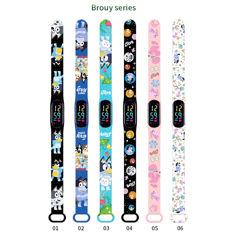 Bluey Bingo Colorful Print Waterproof Electronic Watch Wrist Strap Fashion Intelligent Touch Screen Watch Children Birthday Gift