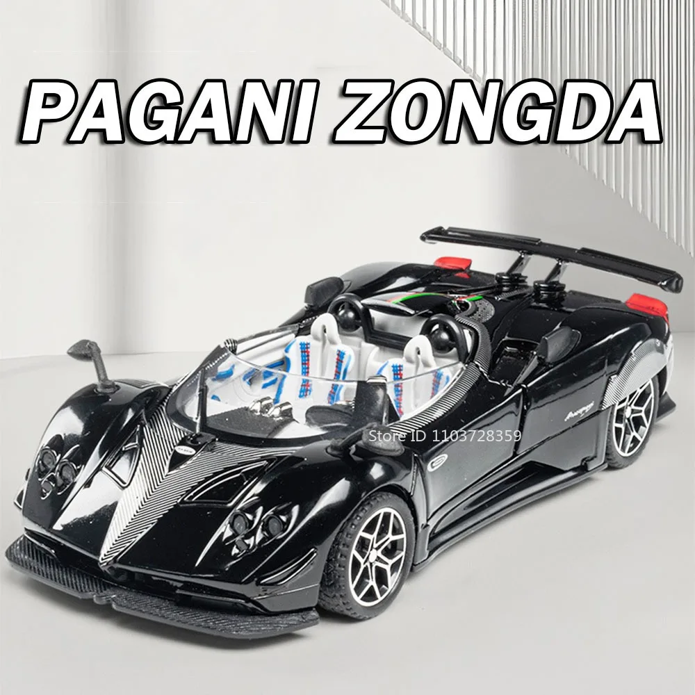 

1:32 Pagani Zonda HP Huayra, спортивный автомобиль, игрушечные модели, литые под давлением двери из сплава, открытые откатные звуковые световые украшения, суперкар, подарки для детей