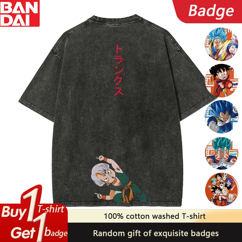 

The Latest Dragon Ball Animation Pure Cotton Washed Old Short-sleeved T-shirt Fashion Trend Summer Men's Heavy Retro Top