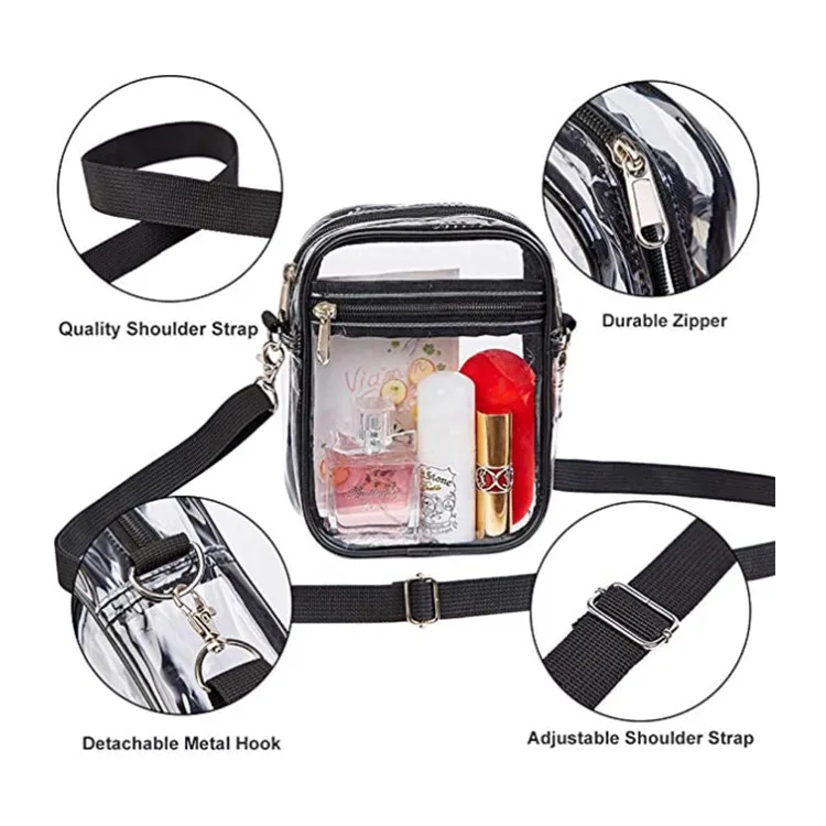 Transparent PVC One Shoulder Messenger Bag Travel Shopping Bag Gym Beach Bag Storage Bag Wallet Bag