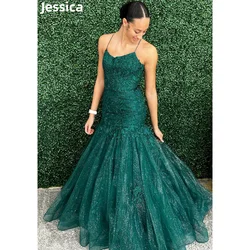 Jessica Lace Embroidery Prom Dresses Luxury Glitter Tulle Elegant Weddings Evening Dresses Sexy Backless Cocktail Dresses