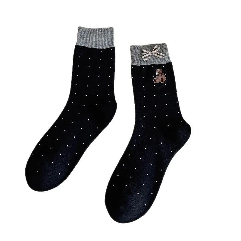 Damessokken Japanse cartoon beer boog Kawai zoete schattige veelzijdige sokken adem comfortabele katoenen sokken van hoge kwaliteit voor meisjes
