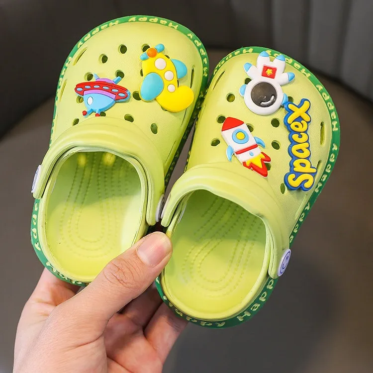 Children boys autumn cartoon beach outside wearing flip-flops children baby sandals