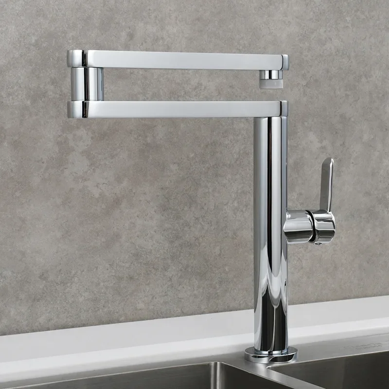 Copper foldable hot and cold kitchen faucet Sink vegetable basin faucet Universal rotating sink Extended faucet