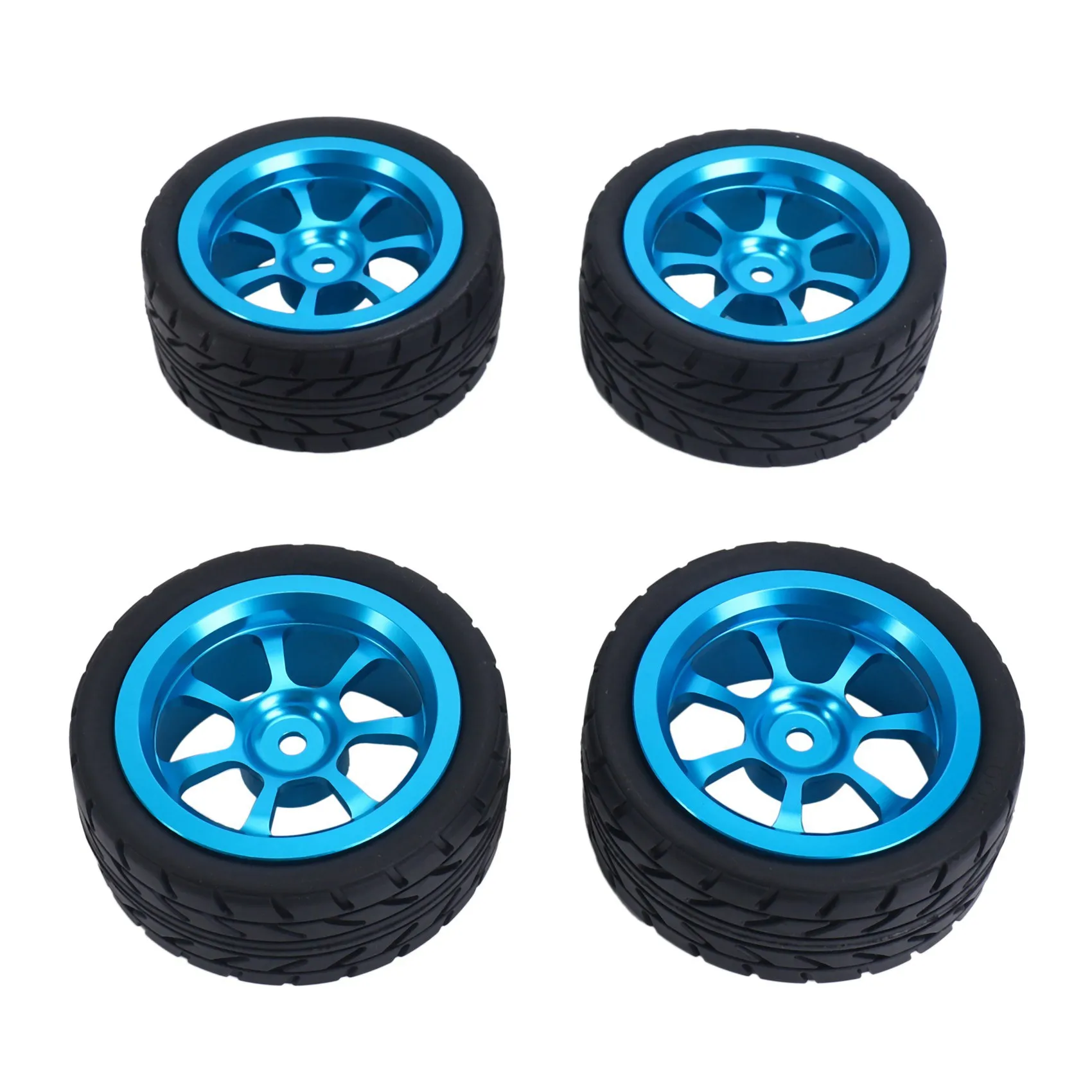 

65mm Metal Wheel Rim + High Grip Rubber Tires Tyres for Wltoys 144001 A959 A959-B 124019 124018 RC Car Parts,Blue