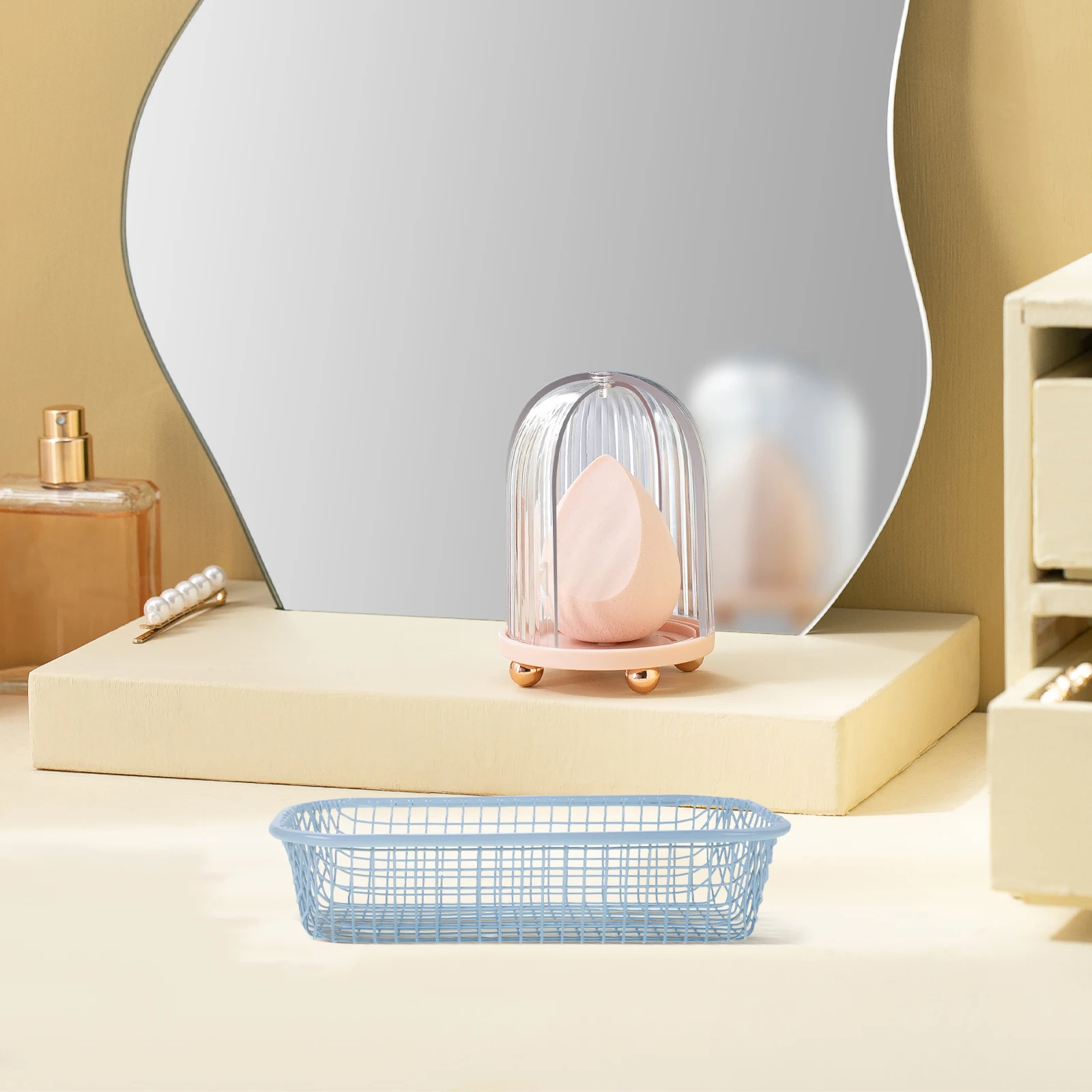 

1pcs Iron Wire Basket 3-Tier Mesh Storage Organizer For Kitchen Desk Bathroom Silverware Holder Flatware Tray Pantry Office