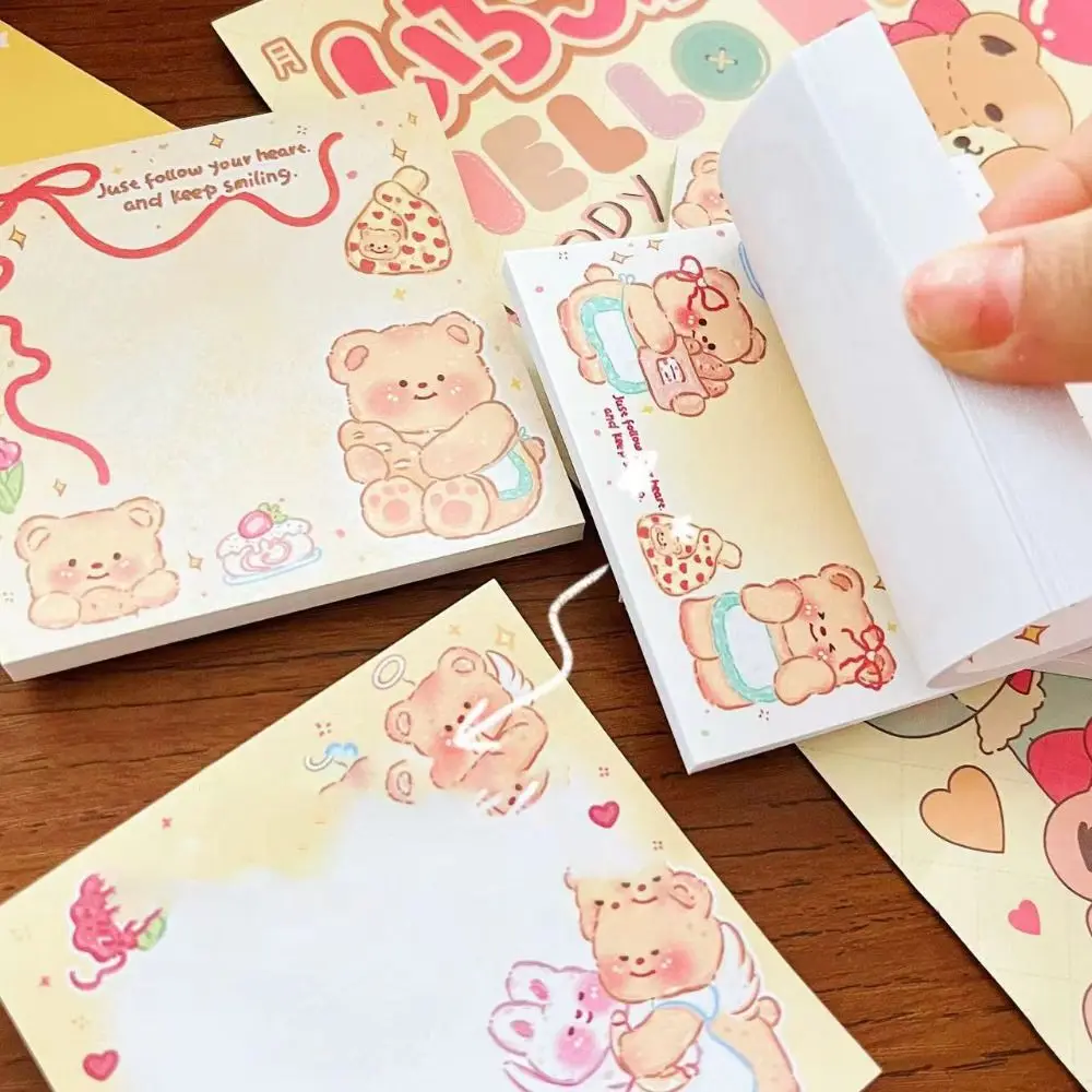 Cartoon Animal Memo pad adesivi materiale scolastico ufficio autoadesivo multiuso Cute Butter Bear Sticky Note