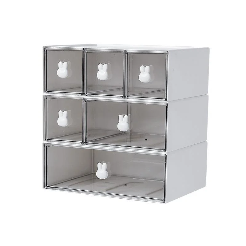 Rabbit Handle Combination Drawer Box Stationery Organizer Desktop Student Multi-Compartment Drawer Pencil Cabinet