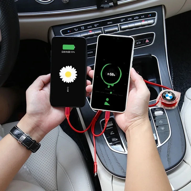 Car Styling 3 In 1 Type C Lightning Micro USB Fast Charging Cable For BMW X1 X2 X3 X5 X4 X6 X7 iX3 F20 F10 F07 E70 E46 E90 E92 E