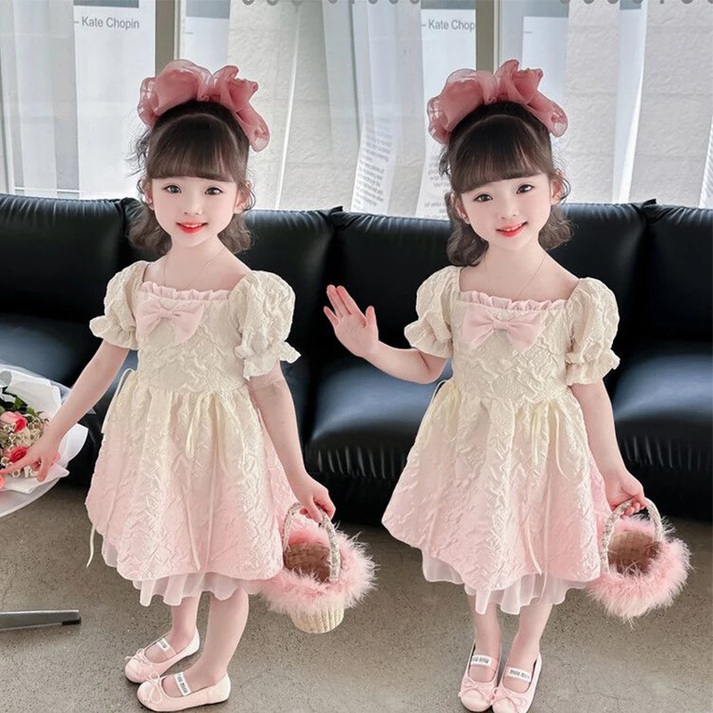 

2023 New Kawaii Lolita Dress For Girls Soft Princess Fairy Peter Pan Collar Dress Japanese Style Cute Puff Sleeve Party Dress