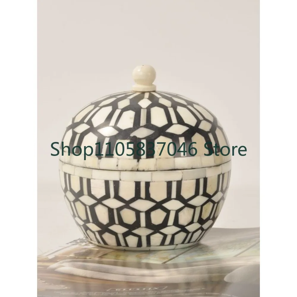 Jewelry Box Retro Style Black and White Stripe Storage Jar Bedroom Dressing Table Jewelry Ornament Decoration