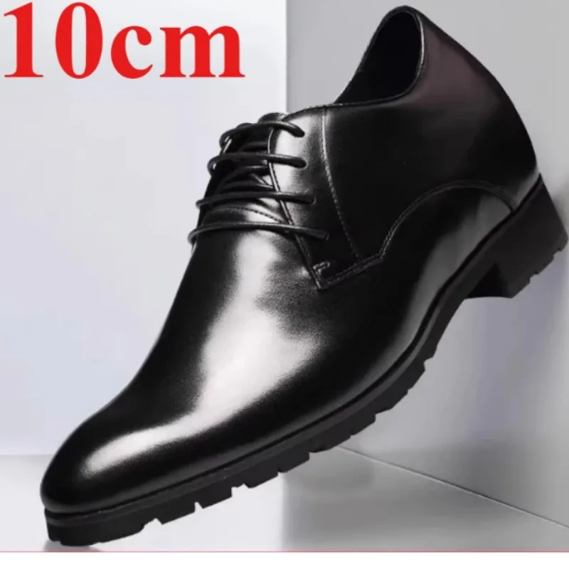 Invisible Height-increasing Shoes for Men's 10cm Elevated Dress Shoes Business Genuine Leather Groom Wedding Increase Shoes Male