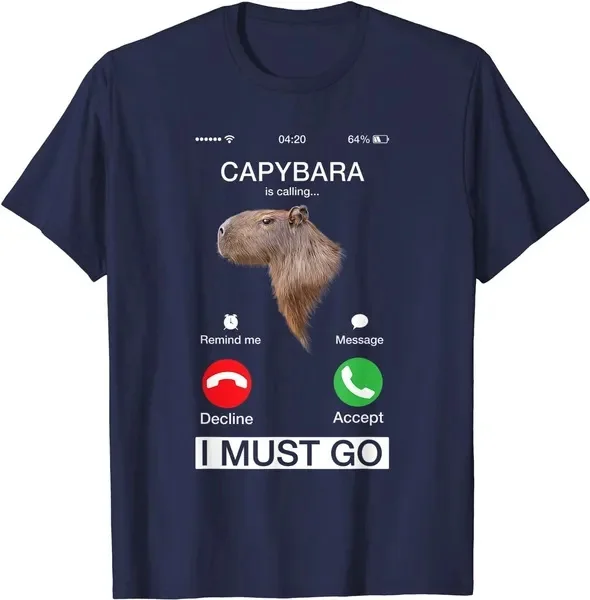 Capybara Is Calling Tees Funny Capibara Rodent Animal Lover Humor T-Shirt Women Men Summer Casual Round Neck Short Sleeve Tops