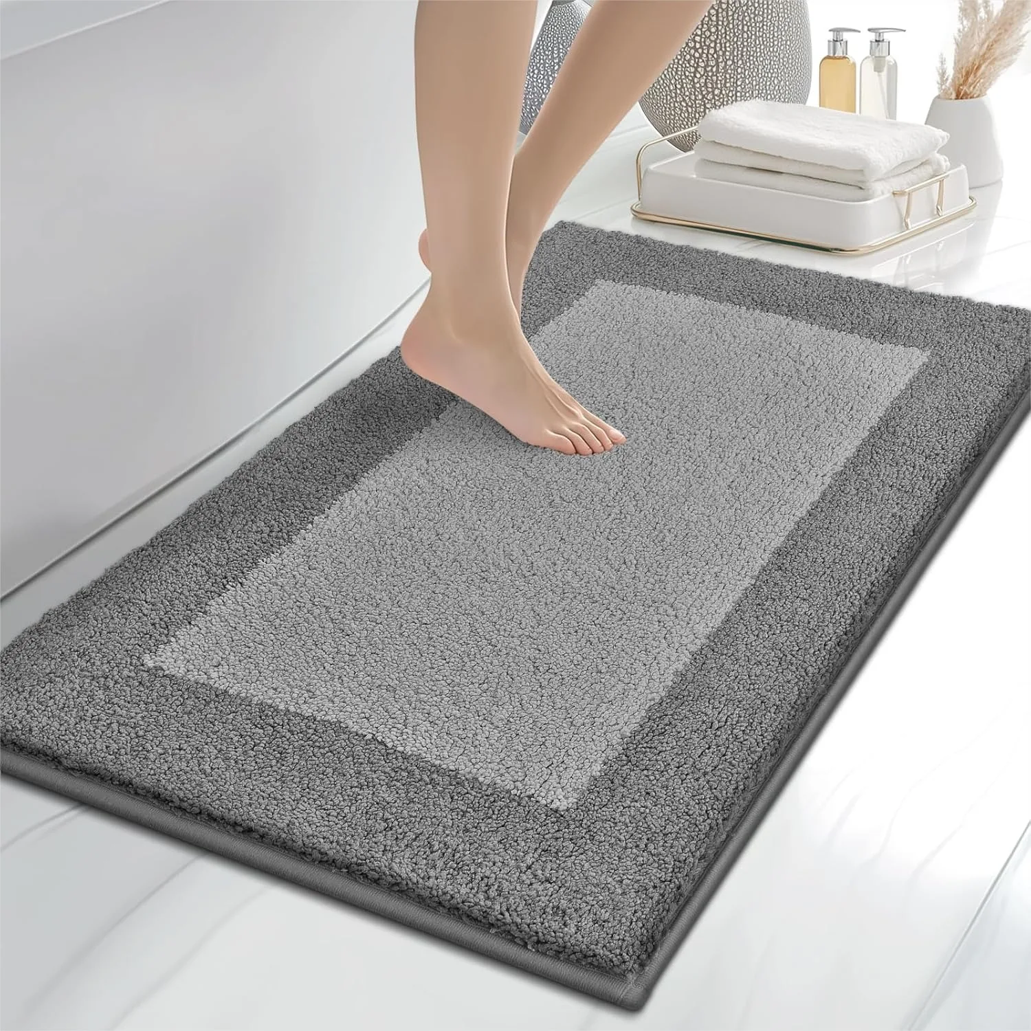 

Non-Slip Bathroom Rugs 24x36, Extra Soft Absorbent Quick Dry Bath Mat, Machine Washable for Shower Bathtub Sink, Grey