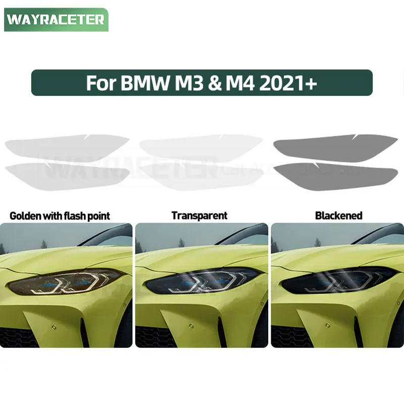 2 قطعة سيارة العلوي تينت المدخن الأسود طبقة رقيقة واقية الجبهة شفافة ملصق من البولي يوريثان لسيارات BMW M3 G80 G81 M4 G82 G83 2021 2023 2024 #2