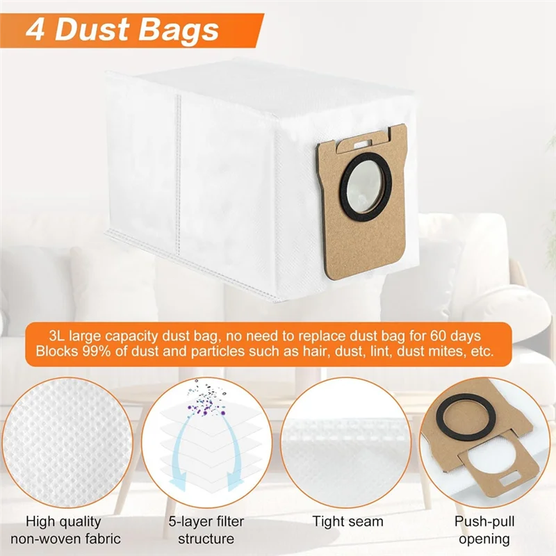 

ALIM-For Xiaomi X20+/X10+ Plus, For Dreame L10s Ultra/L10 Ultra/L10 Prime Robot Vacuum Cleaner Brush Filters Mop Bags