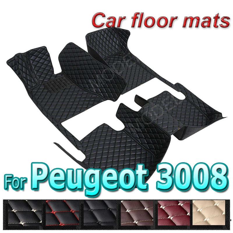 Car Mats For Peugeot 3008 P84 2017~2023 Leather Floor Mat Carpets Protective Pad Rugs Interior Parts Car Accessories 2018 2019