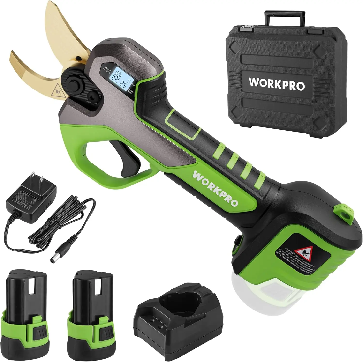 

12V Cordless Electric Pruning Shears, 1.2 Inch Cutting Diameter, Rechargeable Battery & Fast Charger Included