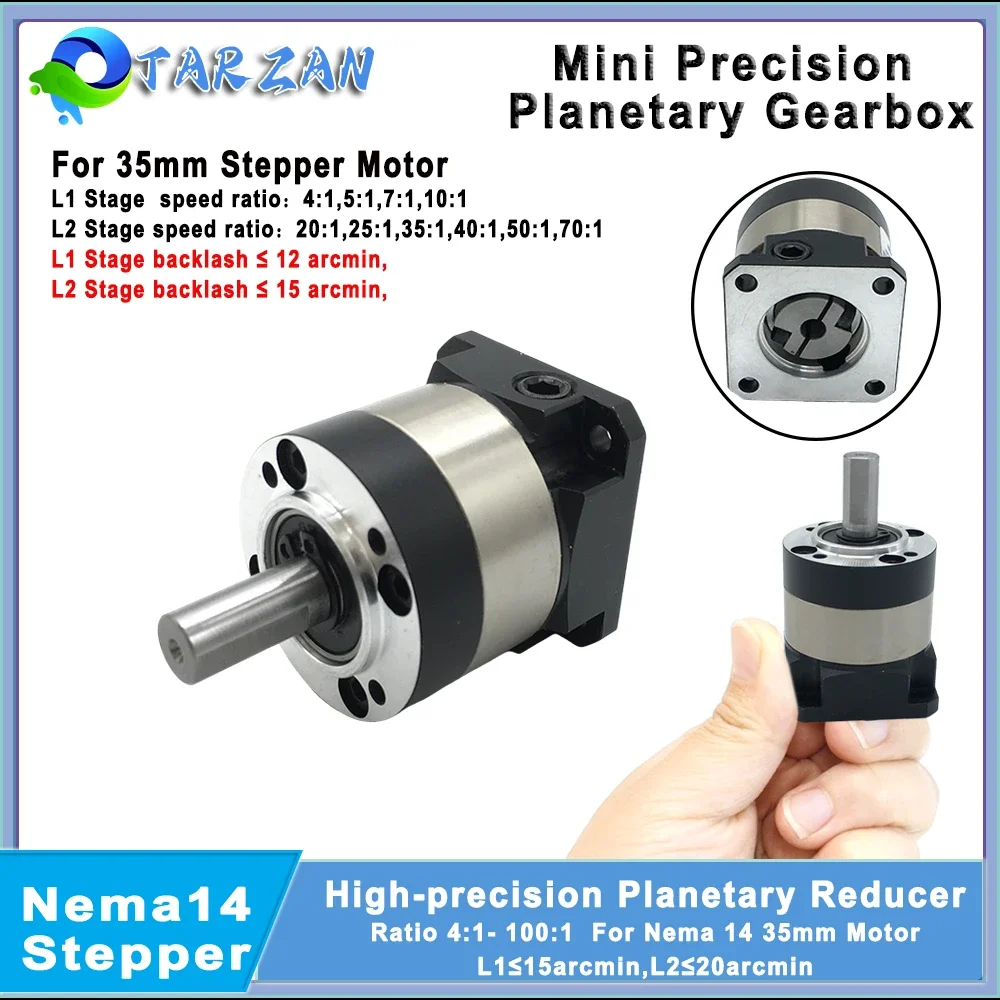 

Mini Precision Planetary Reducer 35MM Motor 5mm input Reducetion Step-down Gearbox For Nema14 For Medical/Robotic Equipment/CNC