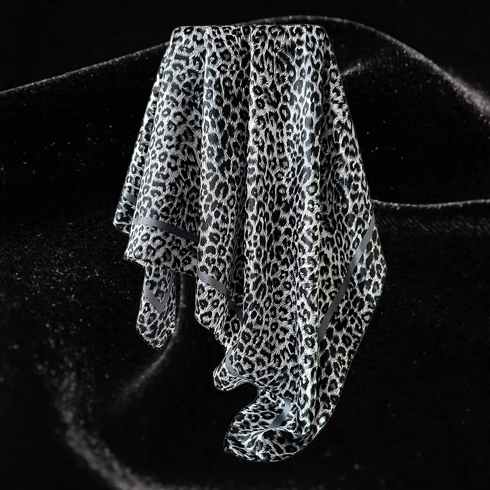 90cm Leopard Print Satin Square Scarf Wild retro headscarf women fashion accessory Pink leopard print headscarf wild style