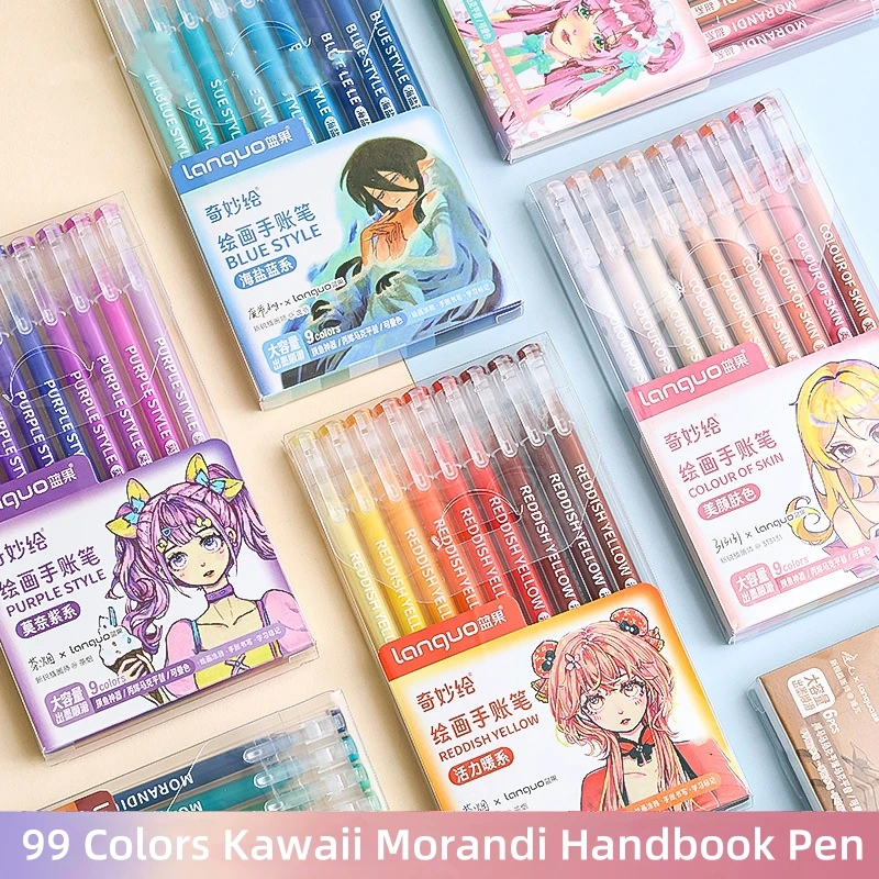 

Kawaii Morandi Gray Pens Set 9/90colors Multi Color Gel Ink Pens Vintage Marker Ballpoint Pen School Office Stationery Gift Pen