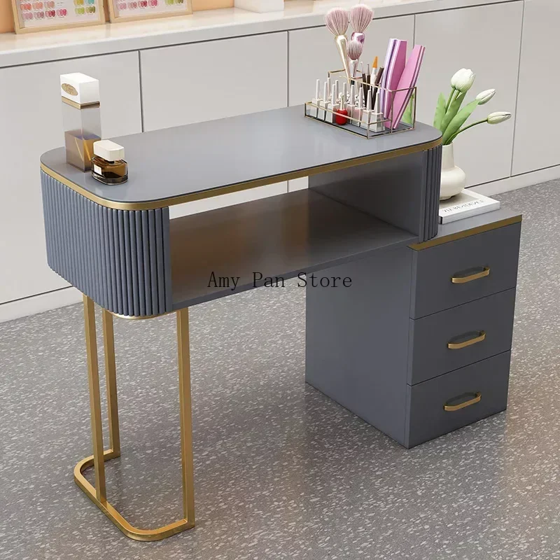 Exquisite Manicure Table Powder Cabinet Designer Modern Nail Table Commercial Mesa Pra Manicure Nail Bar Furniture MQ50NT