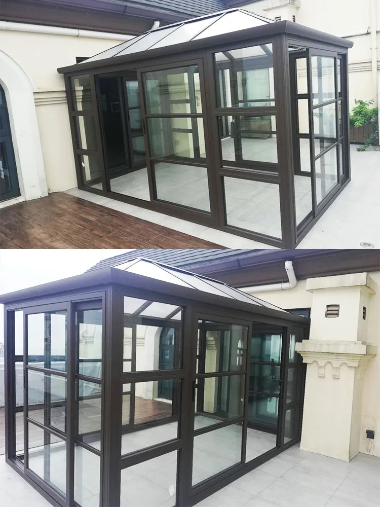 Outdoor glass house, villa, courtyard, sunshine room, aluminum alloy simple wooden house, mobile leisure assembly pavilion