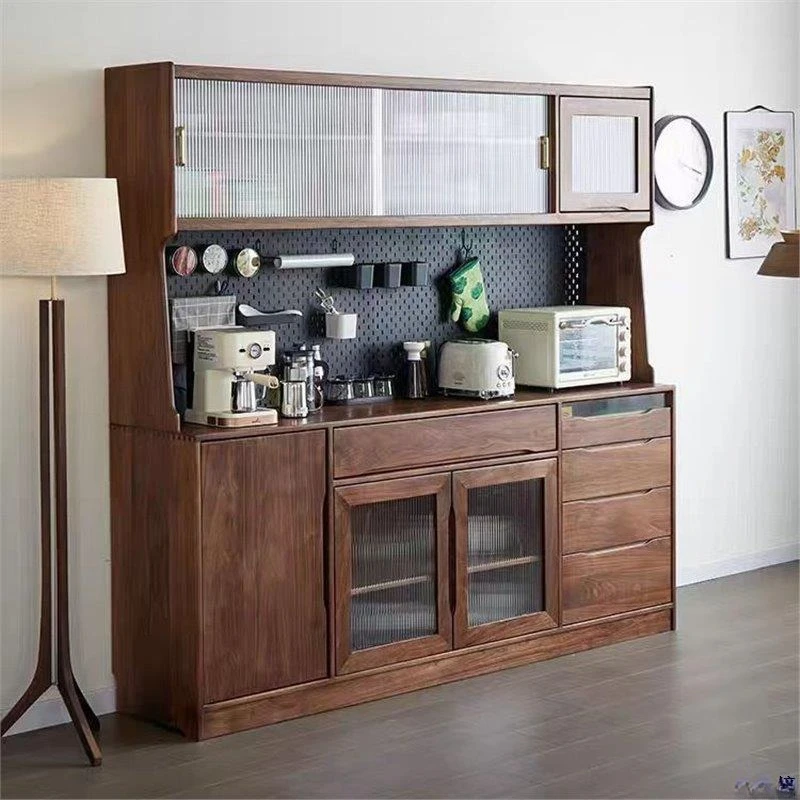 Black walnut side cabinet Nordic solid wood restaurant storage locker