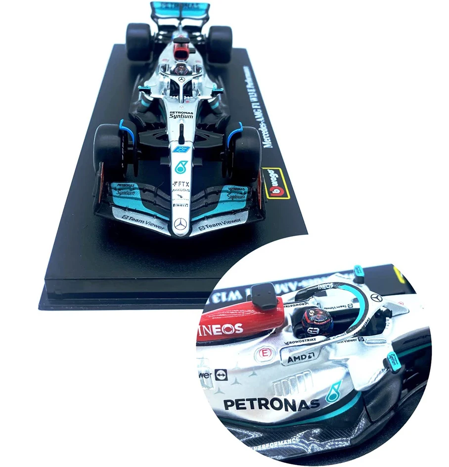 Bburago 1:43 2022 F1 Mercedes-AMG W13 #44 Hamilton #63 George Russell Alloy Toy Car Model Super Formula Die Cast